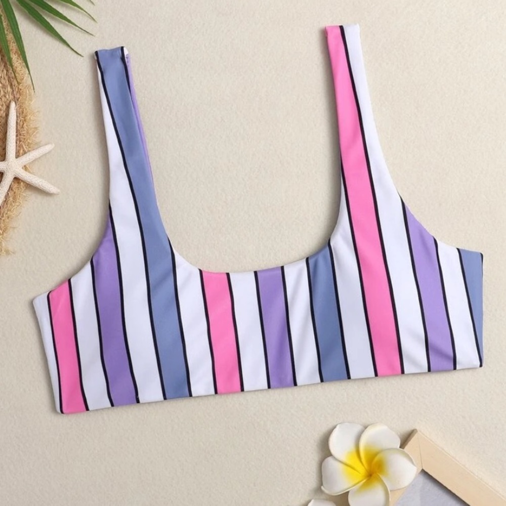 NEW| Women’s Retro Y2K Striped Bikini Top - Picture 2 of 6